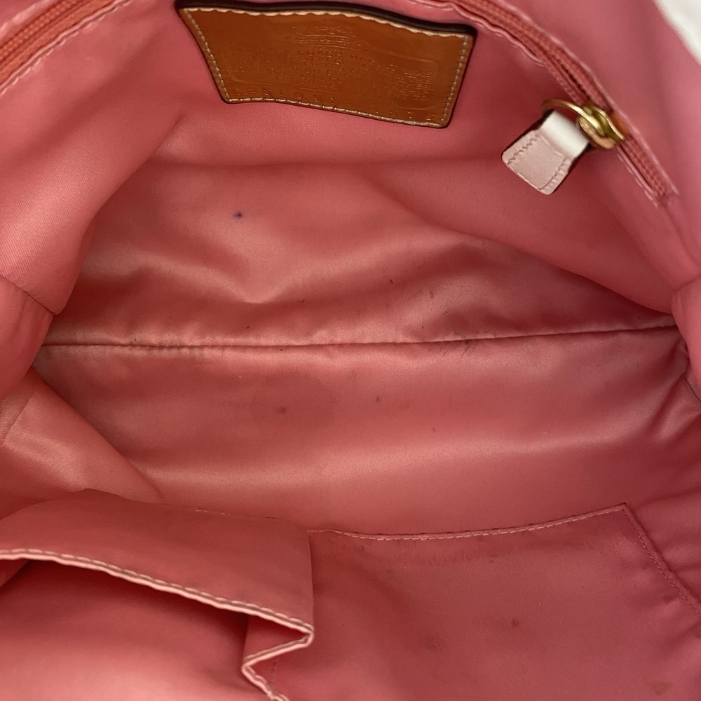 Vintage Coach Pearl Ivory Leather Hobo Shoulder Handbag 14576 Gold Logo Pleated - Picture 10 of 16